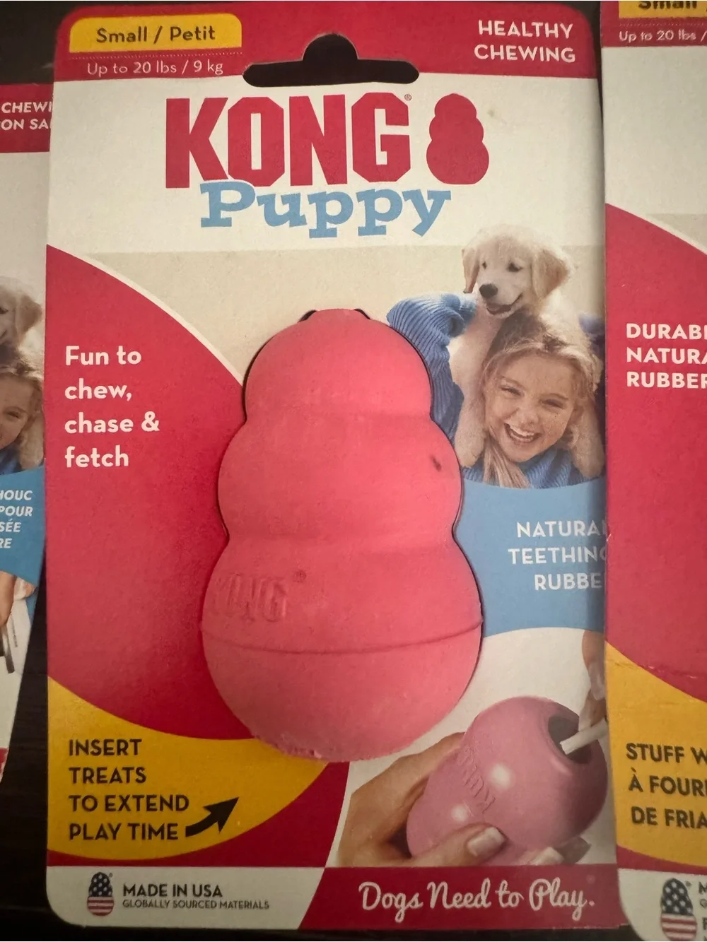 New Bundle of 3 KONG Puppy & Classic Dog Toys - Natural Rubber for your Pup
